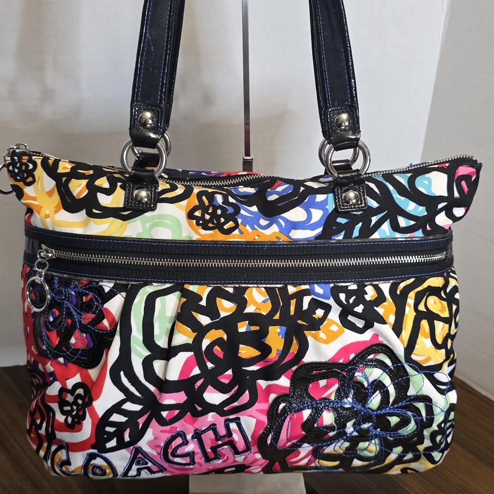 COACH Poppy Blossom Glam Mulit Color Tote Bag - Picture 7 of 14